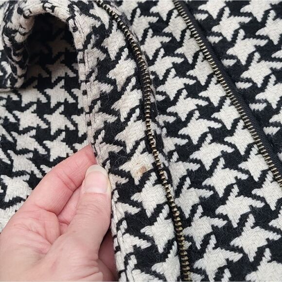 Talbots Women Wool Blend Jacket Coat Black White Houndstooth Shawl Collar 8p - Picture 11 of 13